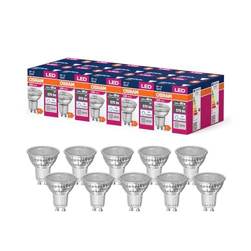 OSRAM LED STAR VALUE PAR16 GU10 575 Lumen Daylight White (6500K) 80W Replacement, Non-Dimmable, 10-Pack