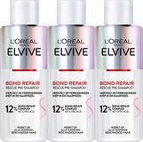 L'Oréal Paris Elvive Bond Repair Pré-shampoing - Soin capillaire pour cheveux abîmés - 3x 200ml