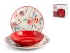 H&H 18-delige kerstservies set van steengoed - Feestrood