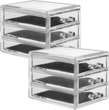 5five 2x Stuks sieraden/make-up organizer 3 lades 15,5 x 10,5 cm van kunststof - Transparant