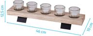 Natural Living kaarshouder 5 theelichtjes hout 465x10