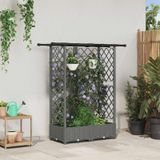Maison Exclusive - Jardinière surélevée avec treillis et toit, couleur gris clair, dimensions 124 x 40 x 121 cm, en polypropylène