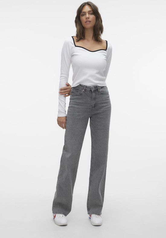 Vero Moda VMTESSA HR Wide Jeans - Medium Grey Denim - W34/L34