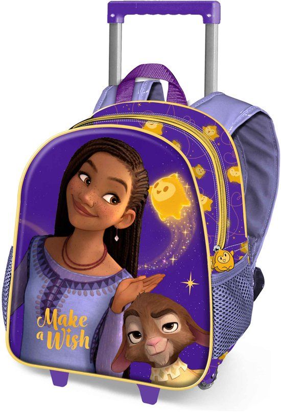 Karactermania Disney Wish Star Kleine 3D Rugzak met Wielen Trolley Reistas Lila