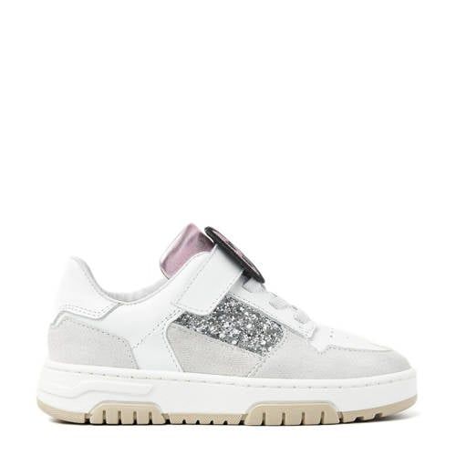 Nubikk Basket Court Jr leren sneakers wit/zilver
