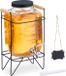 Merkloos Relaxdays drankdispenser met standaard - 5 liter - glas - rvs kraantje - reliëf