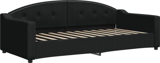 vidaXL Slaapbank Stof Zwart 90x200 cm