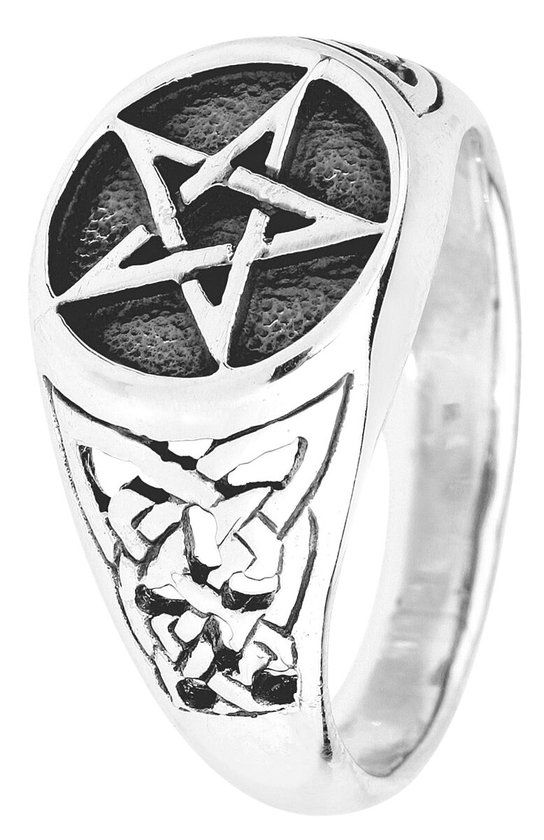 etNox hard and heavy etNox Pentagram Unisex Ring - zilverkleurig
