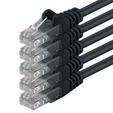 1aTTack.de 0.25m - Black - 5 Pieces CAT6 Network Cable Ethernet LAN Patch Cable RJ45 1000 Mbit/s Gigabit SFTP PIMF