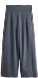 Next Dames N. Premium Broek met Zijstreep Wijde Pijpen Wol Grijs