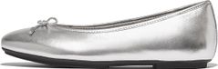 FitFlop Delicato Platte ballerina's van zacht metallic leer met strik voor dames, zilver.