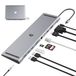 USB C dockingstation adapter, 10-in-1 USB C dockingstation, drievoudig display met 4K HDMI, VGA, 3 x USB 3.0, PD 100 W, Ethernet, SD/TF lezer, audio/microfoon voor laptops met type C
