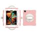 iPad Pro 11 2018/2020/2021 Generation Case with Screen Protector, Pencil Holder, Kickstand, Wrist Strap, 360 Rotating Wrist Strap Stand, Durable Protective Case (Rose Gold)