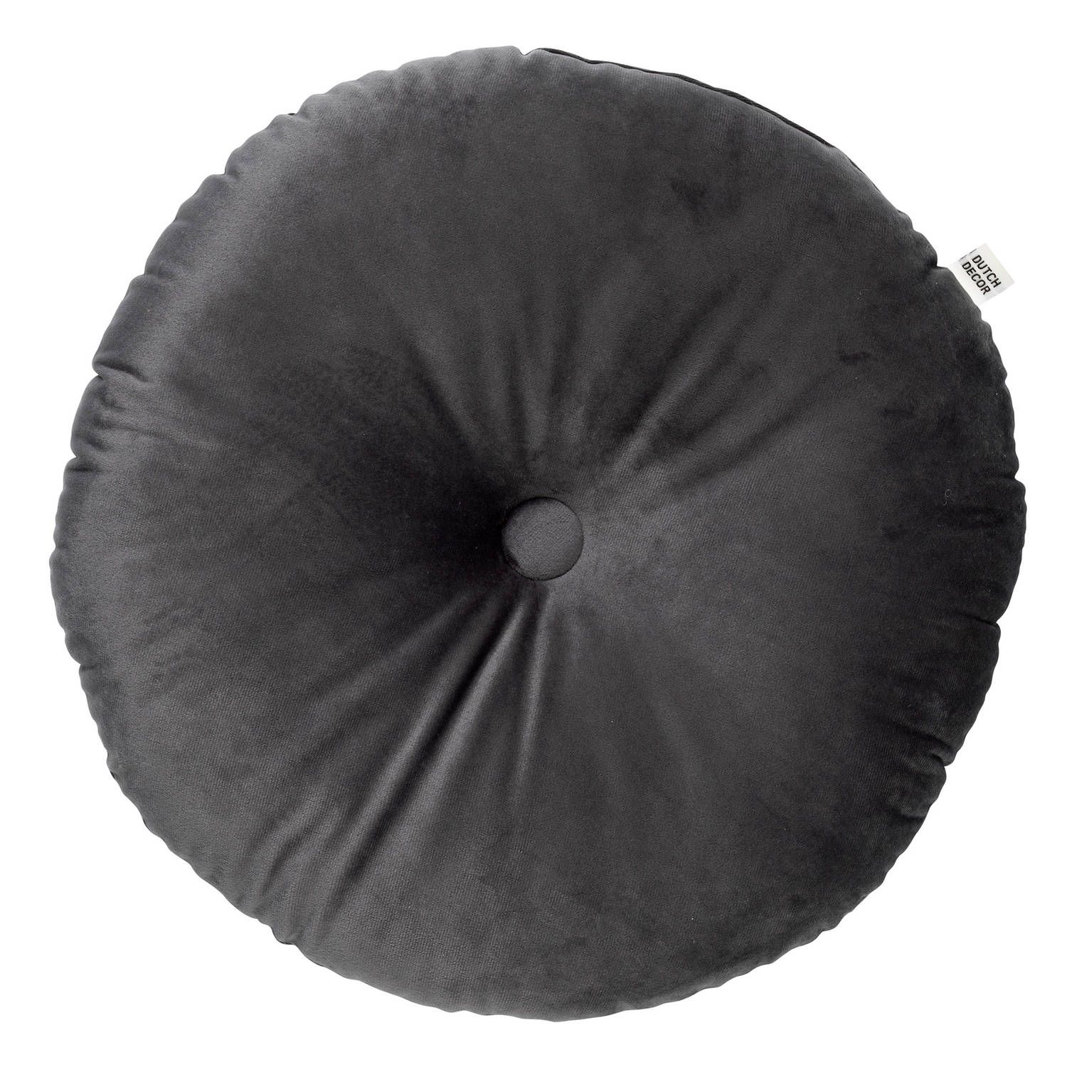 Dutch Decor Olly Sierkussen Rond Velvet 40 cm - Charcoal Gray - Antraciet