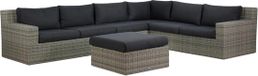 Garden Collections Amico hoek loungeset 5-delig grijs-antraciet wicker