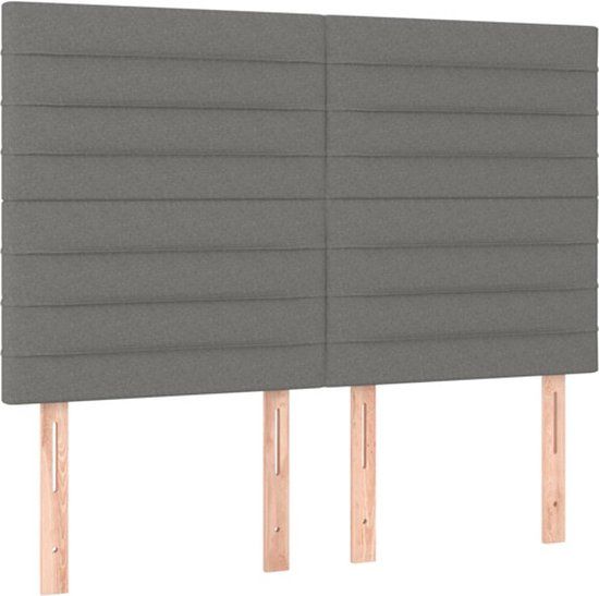 vidaXL Hoofdbord donkergrijs Stof 144x5x118/128 cm