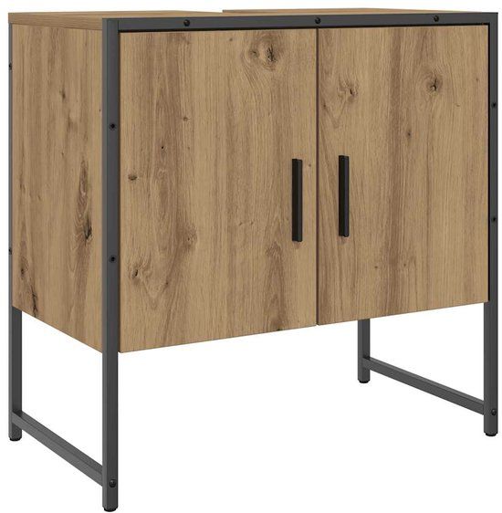 vidaXL Wastafelkast 60x33x60 cm bewerkt hout artisanaal eikenkleurig