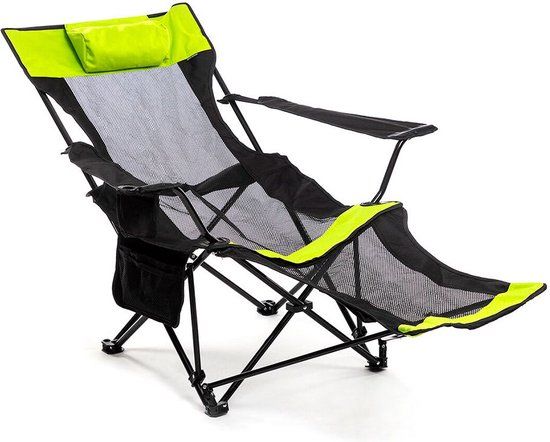 Innovagoods Kampfort - Opvouwbare Campingligstoel - Zwart/Groen