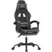 Chaise de jeu pivotante et repose-pieds en similicuir noir et gris