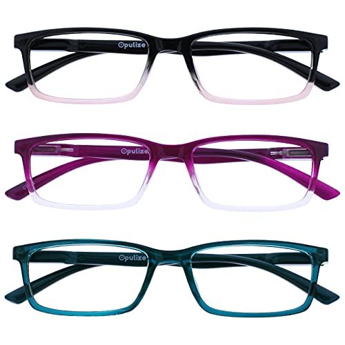 Opulize See 3-Pack Blue Light Blocking Reading Glasses - Pink Purple Turquoise - Computer Anti-Reflective Unisex +1.00