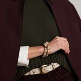 Manfield - Dames - Goudkleurige zebra armband met bruine details - Maat 1