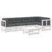 vidaXL 6-delige loungeset met kussens massief hout wit
