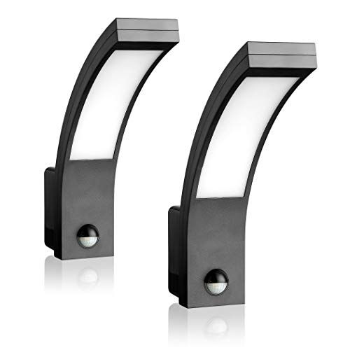 SEBSON 2x LED Buitenlamp met Bewegingssensor Set van 2, Wandlamp Antraciet IP54, Buitenverlichting 15W 1000lm Koud Wit 5800K