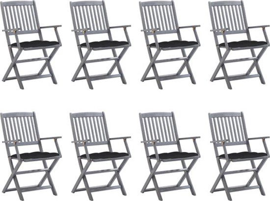 VidaXL Tuinstoelen 8 stuks Acaciahout Zwart