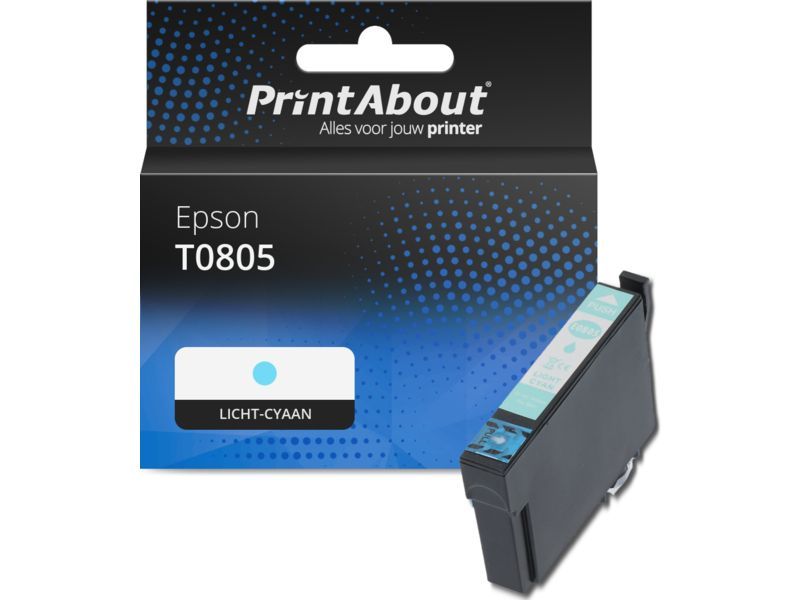 PrintAbout Inktcartridge T0805 Licht-cyaan geschikt voor Epson