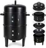 HITGROW SP. Z O.O. Fumoir 3 en 1 BBQ Fumoir Four de fumage Charbon de bois Grill Fumoir Grill 80 cm Ø 40 cm Tonneau de fumage