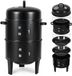Merkloos / Sans marque HITGROW SP. Z O.O. Smoker 3 in 1 BBQ Rookton Rookoven Houtskoolgrill Rookgrill Grill 80 cm Ø 40 cm Grillton