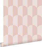 ESTAHome behang art deco bogen zacht roze en licht roze - 53 cm x 10.05 m