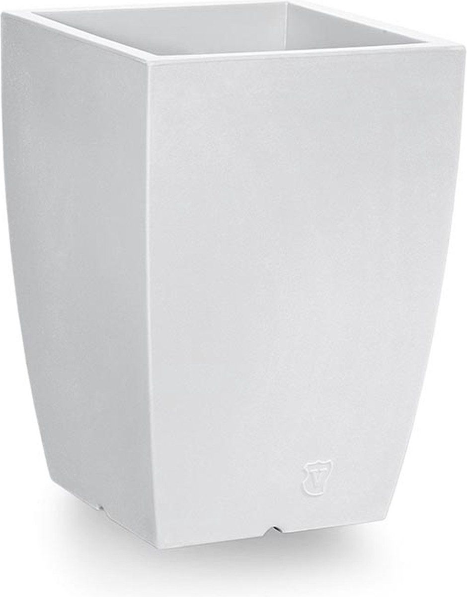 HTT Decorations Bloempot Glenn - Vierkant - H50 cm - Wit - Kunststof