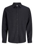 Jack & Jones Flanellen overhemd Comfort Fit Dark Grey Melange Katoen Lange mouw M