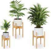 Merkloos Relaxdays Plantenstandaards set van 3 - Bamboe - Voor binnen