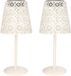 Anna's Collection Tafellamp buiten - 2x - D12 x H28 cm - wit - metaal - solar lantaarn