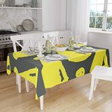 Bonamaison Tafelkleed, Anti-Mold, Sneldrogend, Waterdicht, 100% Polyester Tafellaken, Neon Geel, Rook, 140 x 160 Cm