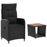 vidaXL Loungeset Zwart PE Rotan en Poedercoated Staal