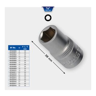 Brilliant Tools 1/2" zeskantdop, 10 mm - 1 stuk
