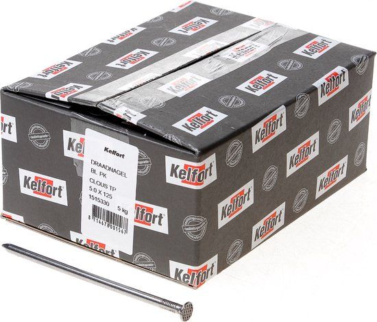 Kelfort draadnagel plat geruite kop blank 5.0 x 125mm 5kg
