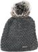 Merkloos Gebreide beanie muts grijs met nep bont pompon voor dames