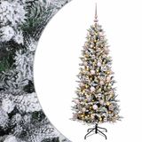 vidaXL Kunstkerstboom met kerstbal 150 cm 150 LED's Warmwit PVC en PE