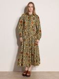 Apricot Bloemenbladeren gelaagde shirt midi-jurk