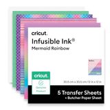 Cricut Infusible Ink Transfervellen + slagerpapier, zeemeermin, voor gladde warmteoverdracht, 30,5 cm x 30,5 cm, compatibel met Cricut Heat Press - verpakking met 5 inkt-transfervellen en 1 slager