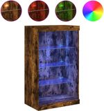 vidaXL Dressoir met LED-verlichting, gerookt eikenhout, 60,5 x 37 x 100 cm