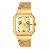 Tous D-Bear Party Analoog horloge met stalen band, Goud, 36 mm x 48 mm, Modern