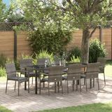 vidaXL Tuin Eettafel Set 9-delig Grijs Polyrattan