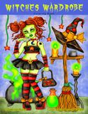 Witches Wardrobe Relaxing Illustrations for Colorists of all ages Hand Drawn by Deborah Muller