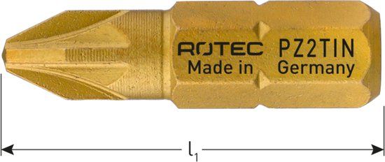 Rotec schroefbit, TiN, PZ2x25mm (Pozi) (2st.)