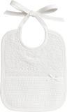 Filet Filet Slabbetje van witte badstof, volledig met de hand gemaakt, met zak van Aida-stof om op te borduren, ideaal voor baby's en peuters, 100% Made in Italy, kleur wit, afmetingen 18 x 21 cm